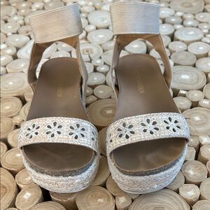 Steven By Steve Madden Beige Floral Woven Espadrille Sandals